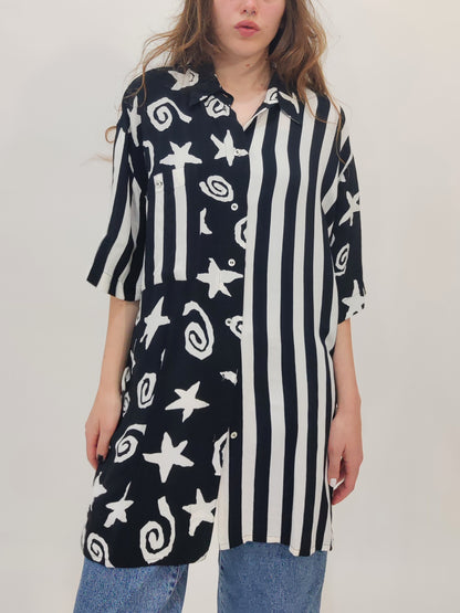 Vintage Graphic Maxi Shirt