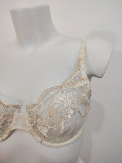IMEC Vintage Deadstock Embroidered Nude Lace Bra