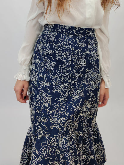 Fortuna Denim Embroidered Skirt