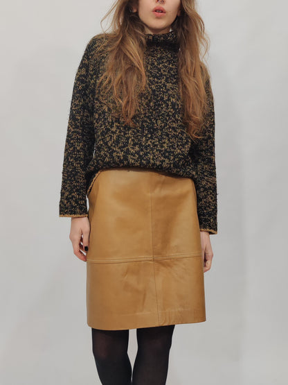Ferrè Tan Leather Skirt