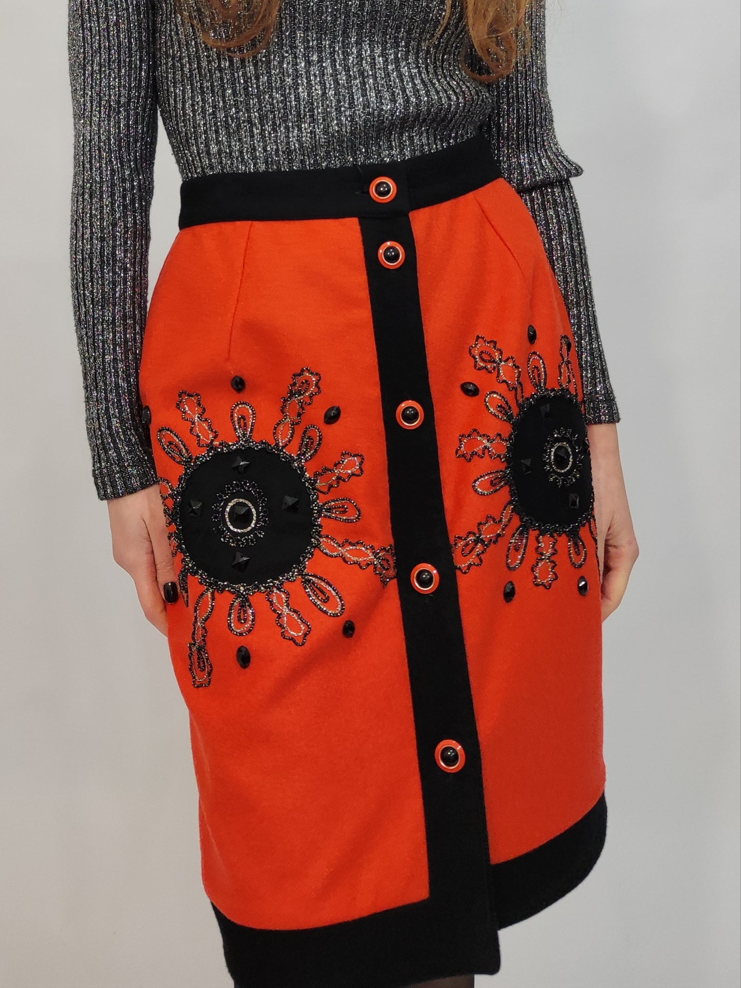Vintage Wool Embroidered Skirt