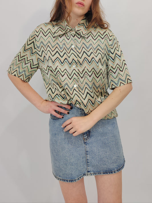 100% Pure Silk Vintage Shirt - Pastel Tones