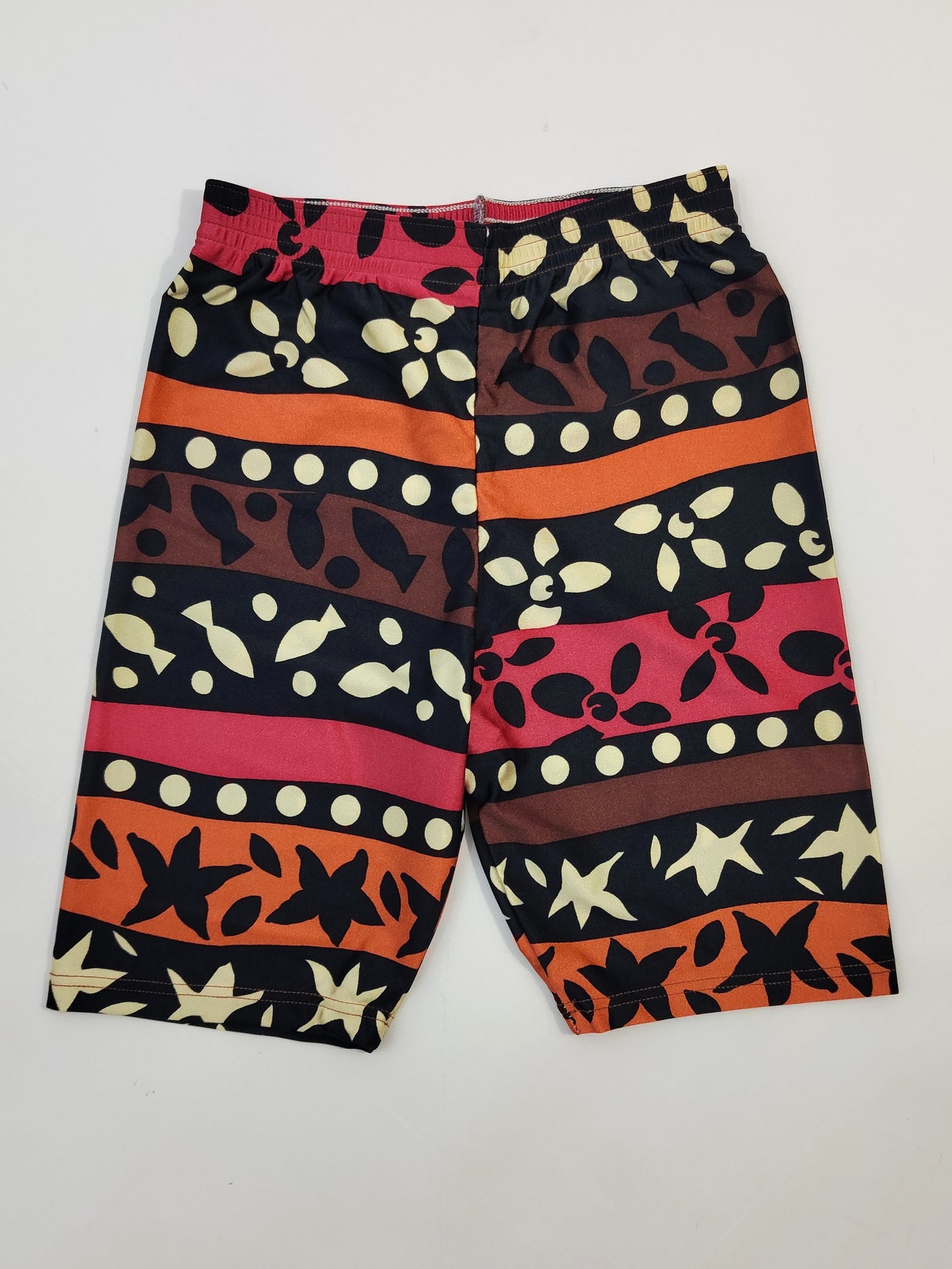 Vintage Biker Shorts - Stripes & Fish