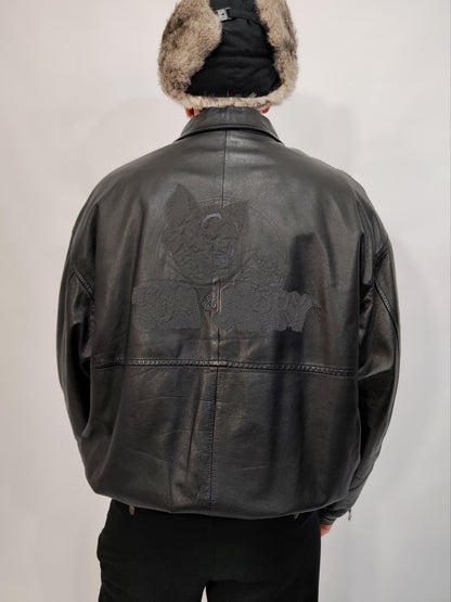 ARCHIVE - 1995 Iceberg Leather Bomber - Tom & Jerry Reflective Patch