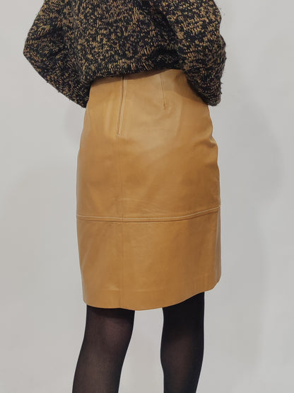 Ferrè Tan Leather Skirt