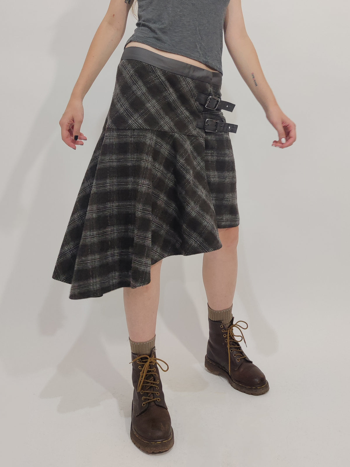 Y2K Vintage Asymmetrical Tartan Skirt