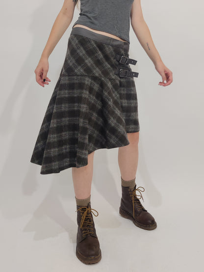 Y2K Vintage Asymmetrical Tartan Skirt