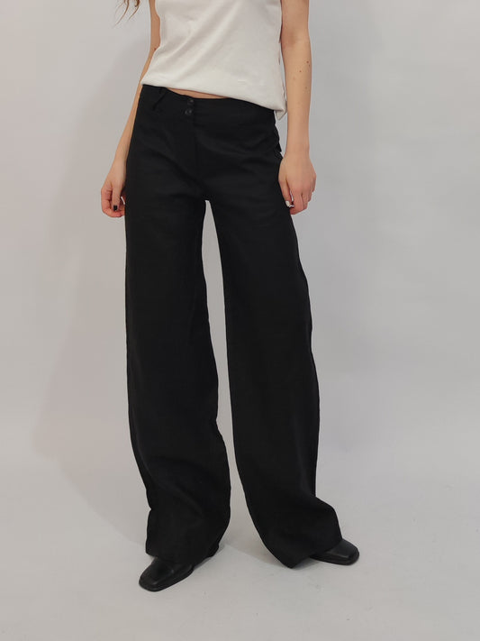 100% Linen Black Pants - Deadstock