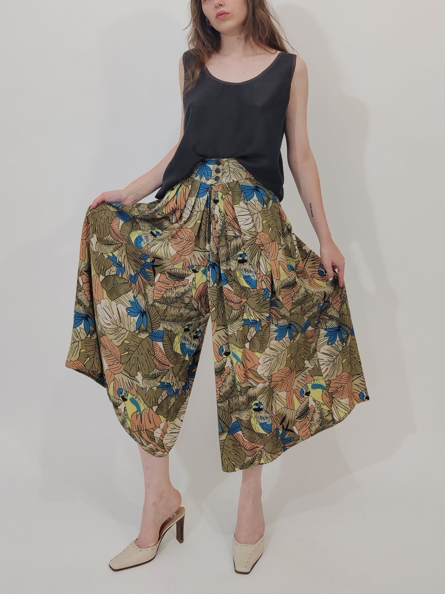 ‘80s Wide Leg Print Trousers - GC