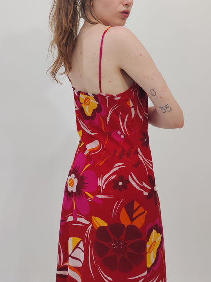 2000s Floral Asymmetric Dress