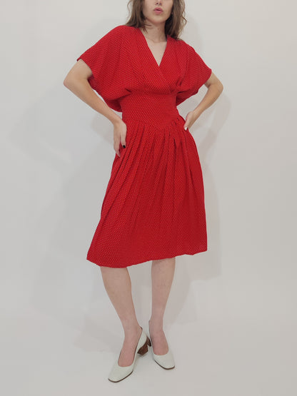 ‘80s Vintage Polka Dot Dress - M/L - Small Def.
