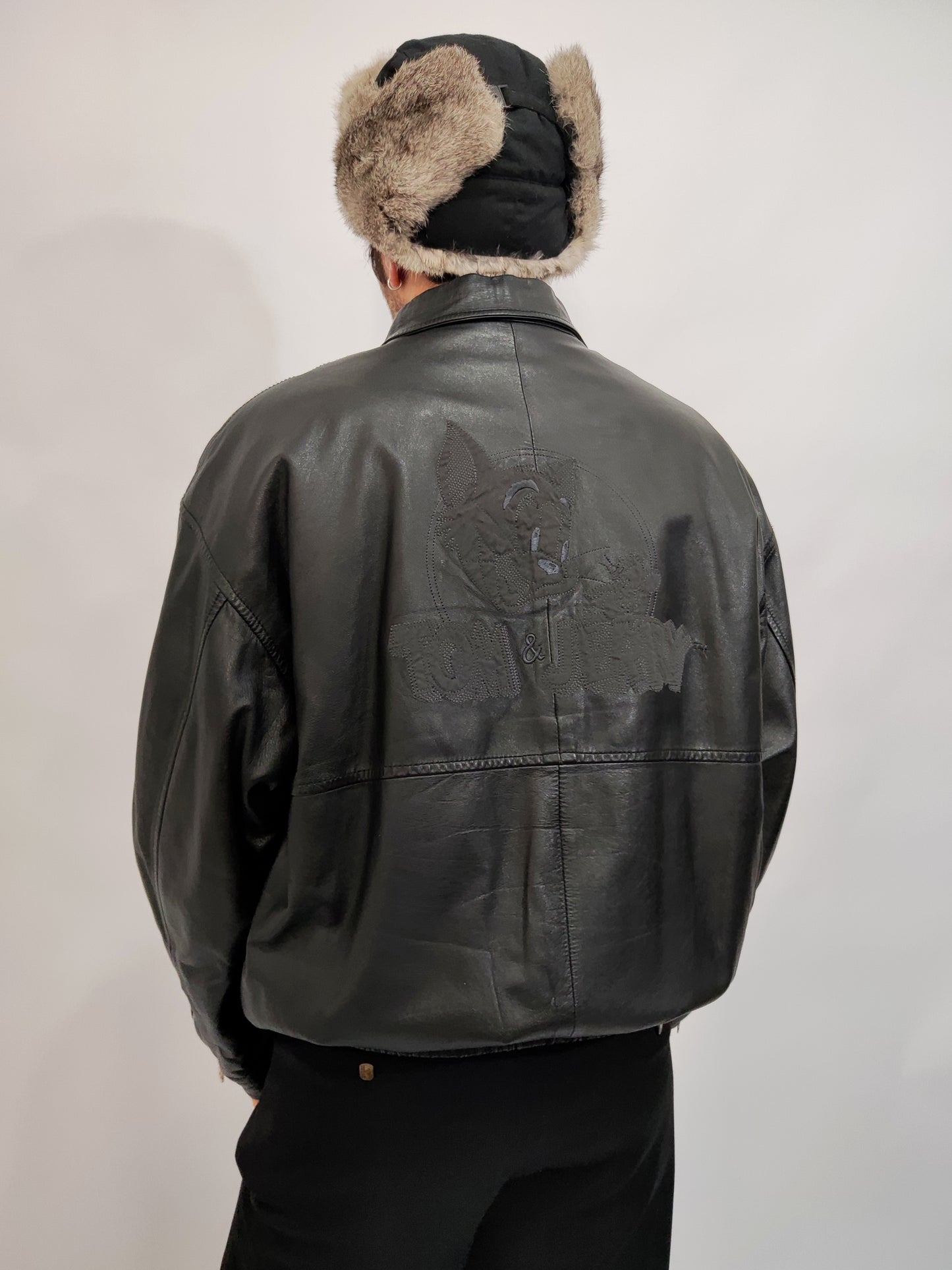 ARCHIVE - 1995 Iceberg Leather Bomber - Tom & Jerry Reflective Patch