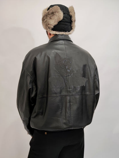 ARCHIVE - 1995 Iceberg Leather Bomber - Tom & Jerry Reflective Patch