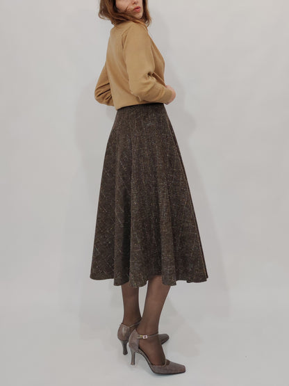 '80s Flecked Tweed Skirt