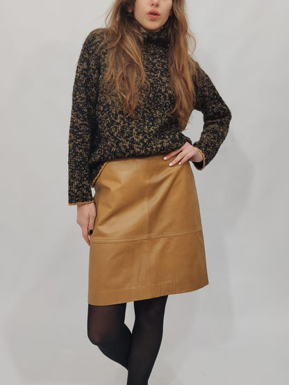 Ferrè Tan Leather Skirt