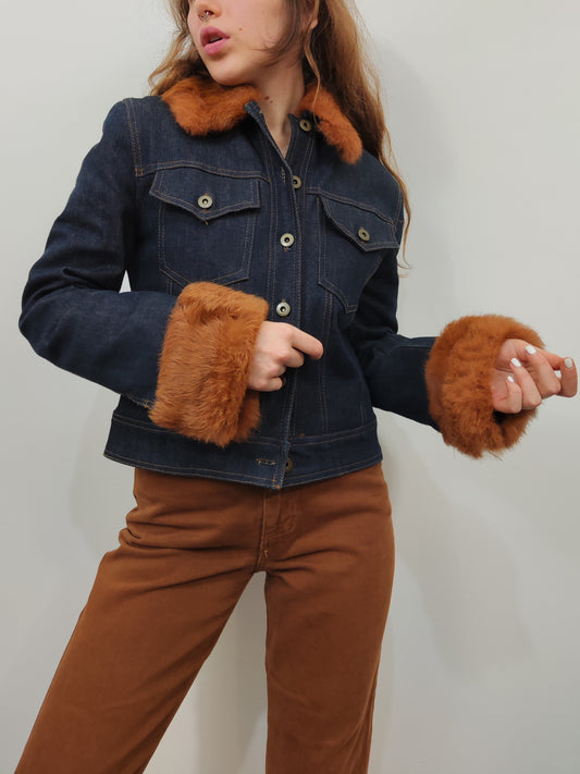 Vintage Fur Denim Trucker - Size S