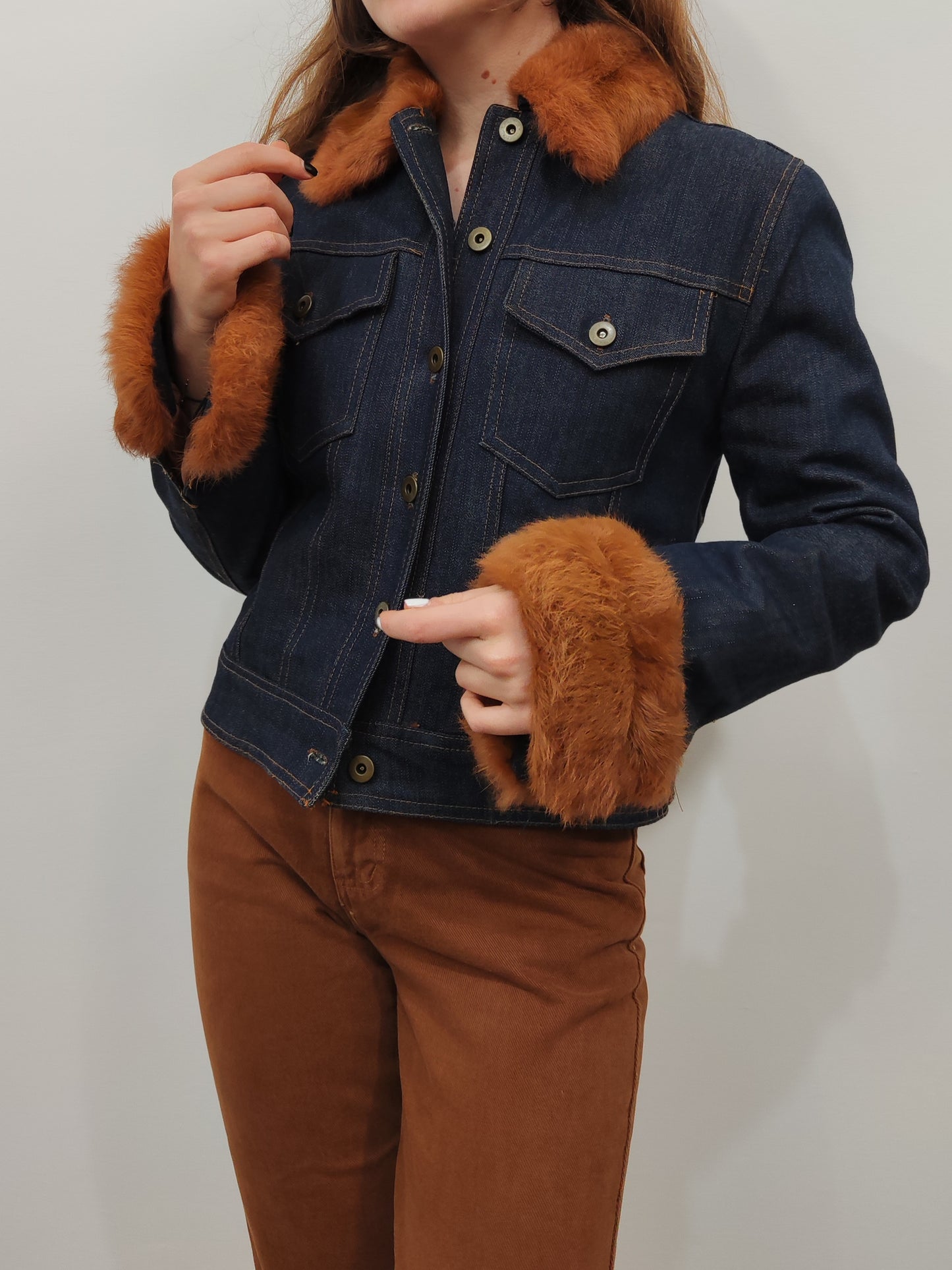 Vintage Fur Denim Trucker - Size S
