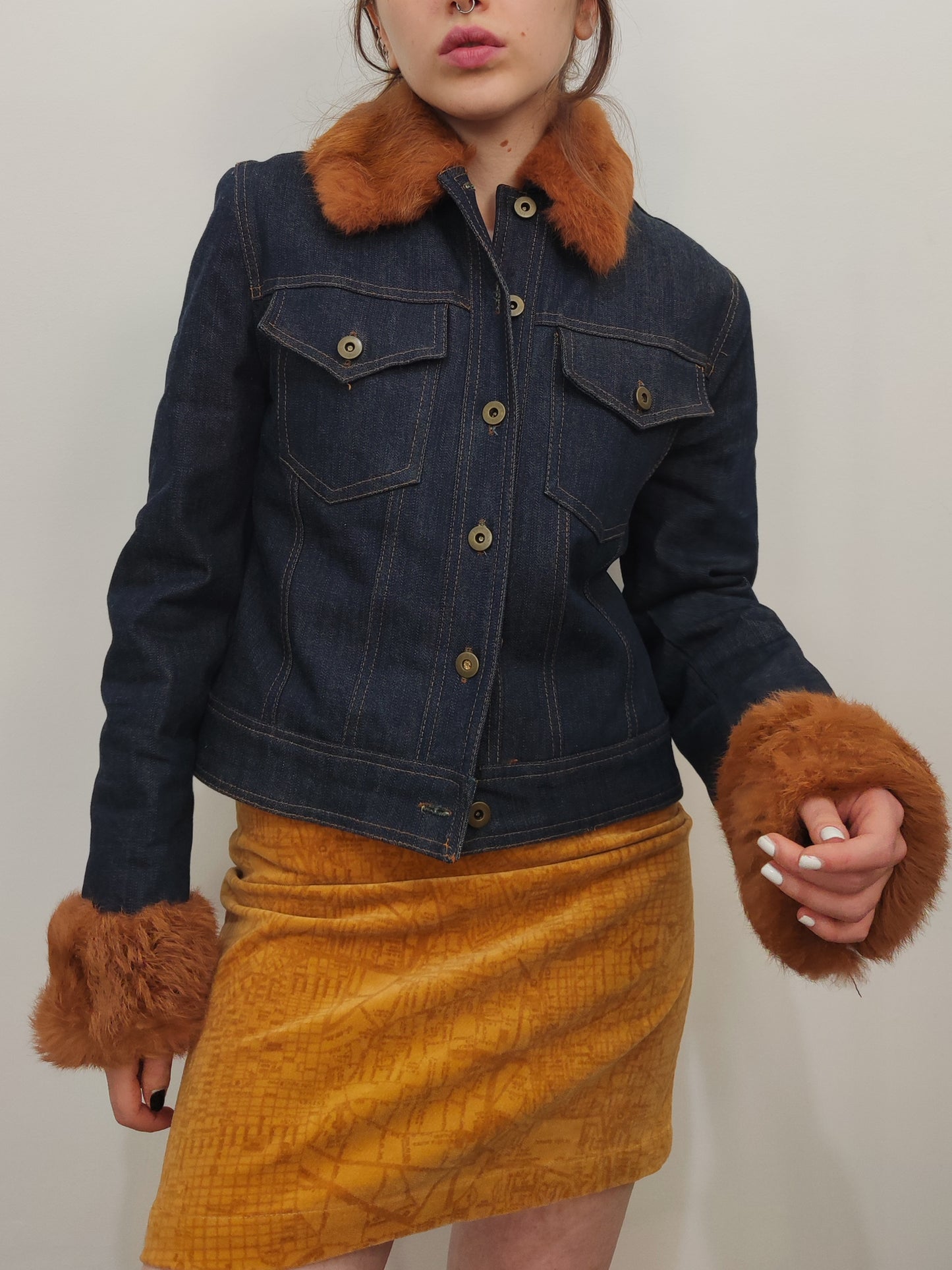 Vintage Fur Denim Trucker - Size S