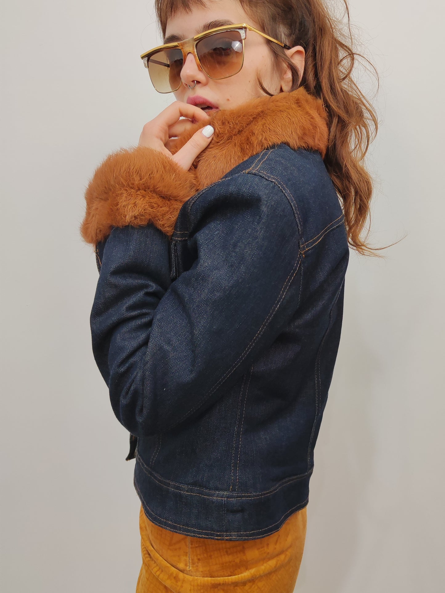 Vintage Fur Denim Trucker - Size S