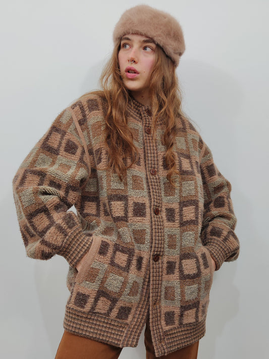 '80s Wool Maxi Cardigan - Size L