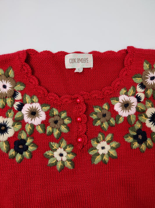 Floral Embroidered Wool Jumper