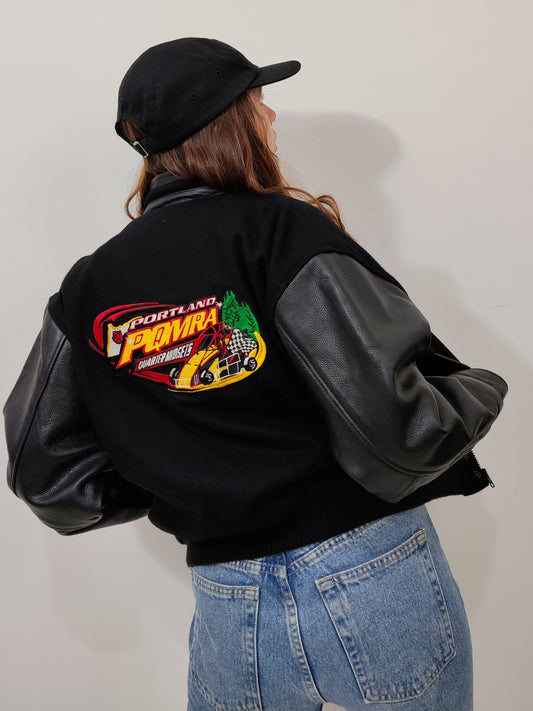 Vintage Wool And Leather Bomber