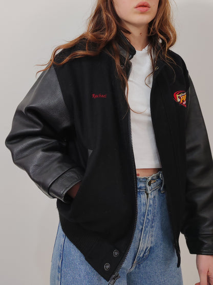 Vintage Wool And Leather Bomber