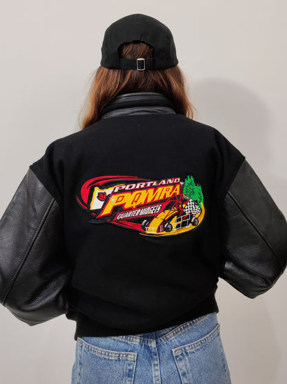 Vintage Wool And Leather Bomber