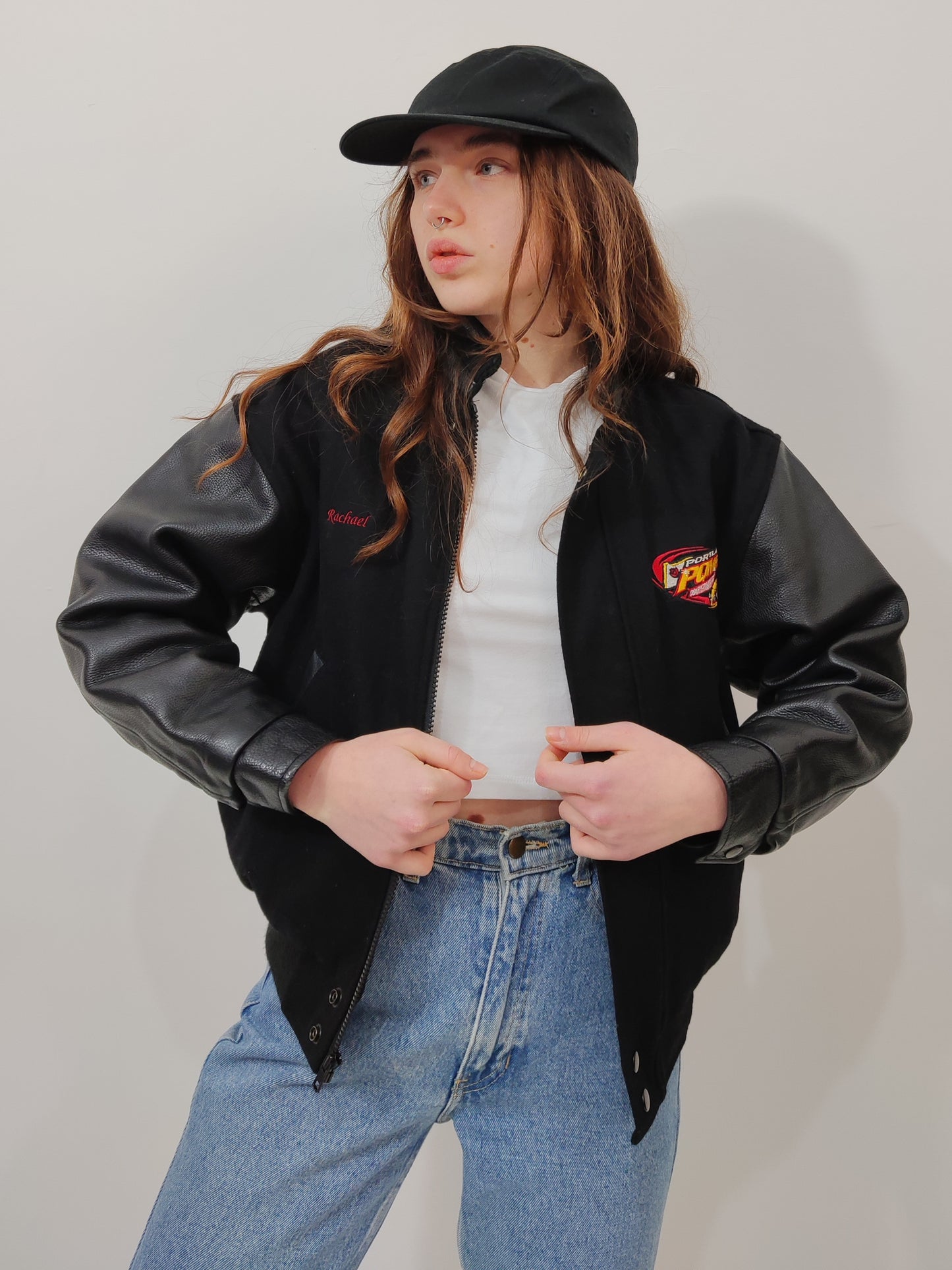 Vintage Wool And Leather Bomber