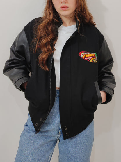 Vintage Wool And Leather Bomber