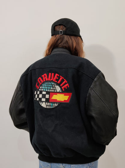 Vintage Wool And Leather Bomber