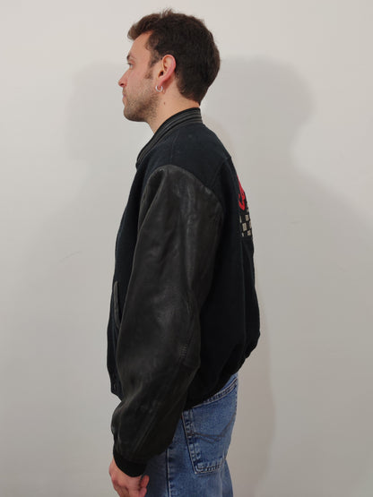 Vintage Wool And Leather Bomber