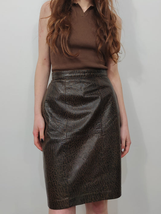 '80s Vintage Leather Skirt