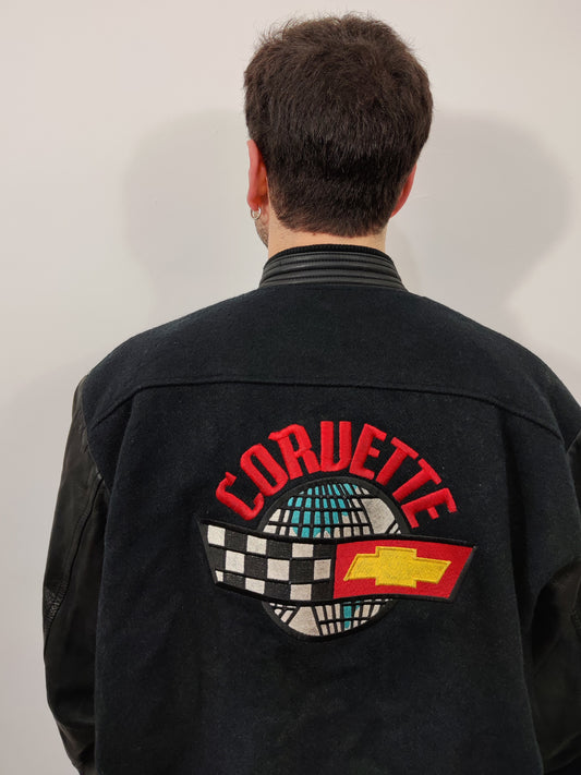 Vintage Wool And Leather Bomber